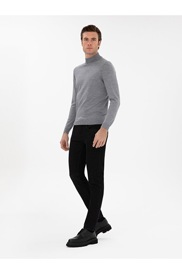 Füme Slim Fit Yün Karışımlı Yarım Balıkçı Yaka Basic Triko Kazak 50293281-VR058 - 4
