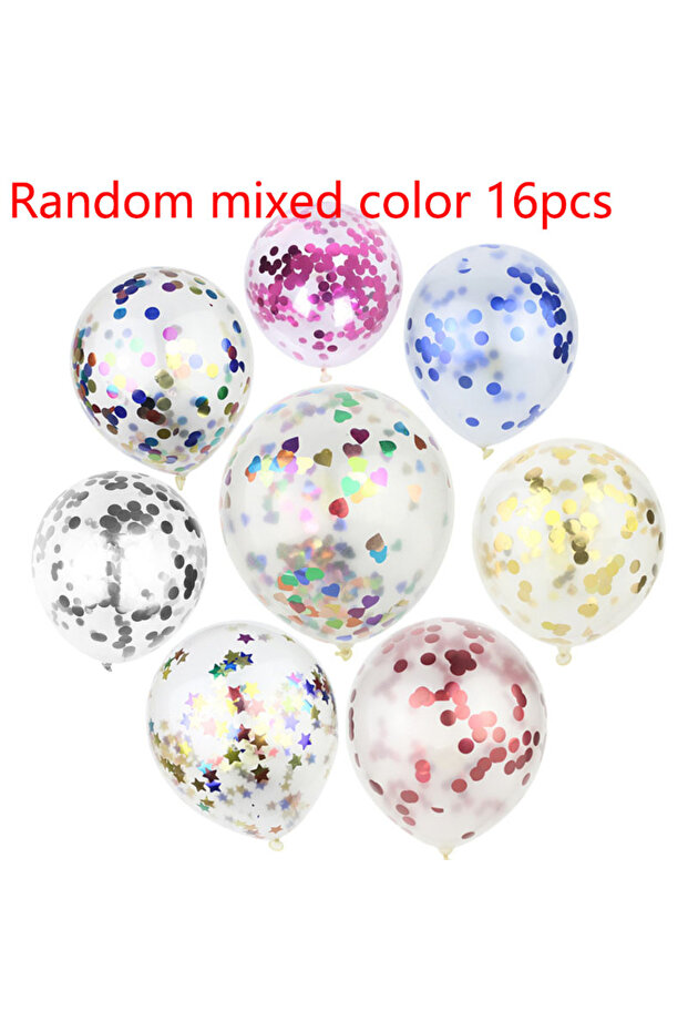 Randomly mix colors 12INCH 16 PCs Randomly Colorful Confetti Balloons 12 Inch Transparent Sequin Bal