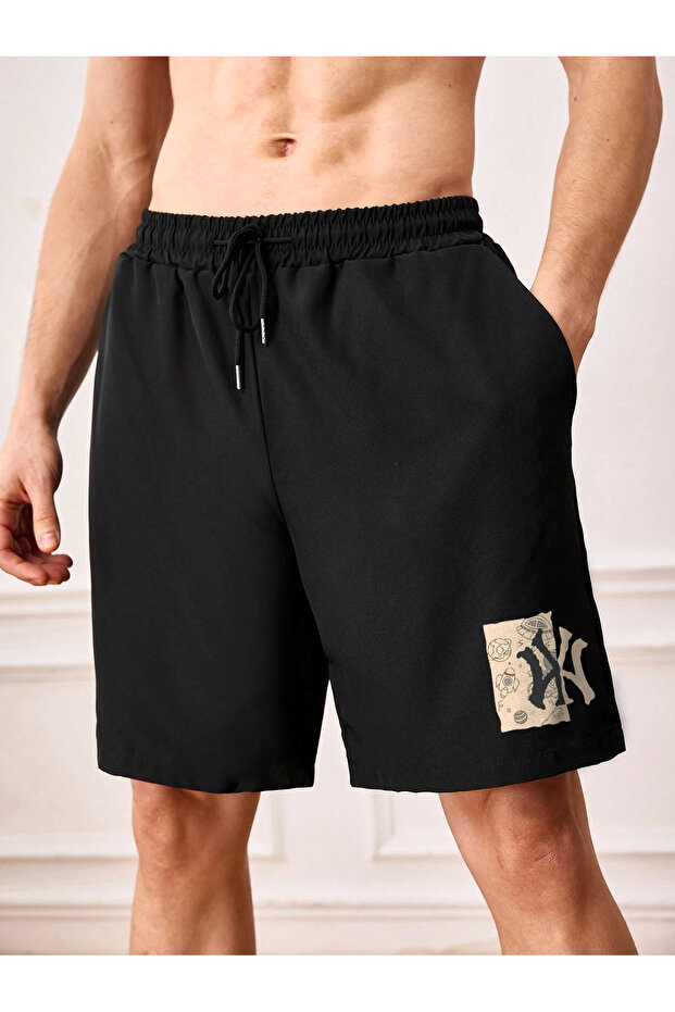 Ny Alien Beige Printed Casual Seasonal Unisex Shorts Bermuda