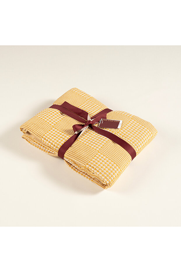 Baklan İplik Boyalı Tek Kişilik Pamuk %100 Pamuk Pike 160x220 Cm Sarı - 2