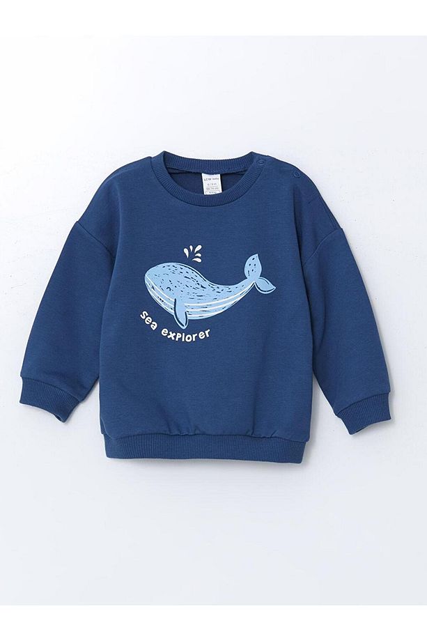 LCW baby Bisiklet Yaka Baskılı Erkek Bebek Sweatshirt ve Eşofman Alt 2'li - 3