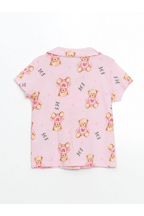 LCW Kids Gömlek Yaka Kız Çocuk Şortlu Pijama Takımı - 3