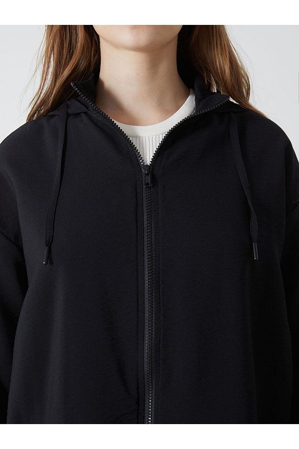 LCW Modest Kapüşonlu Düz Oversize Kadın Tunik - 3