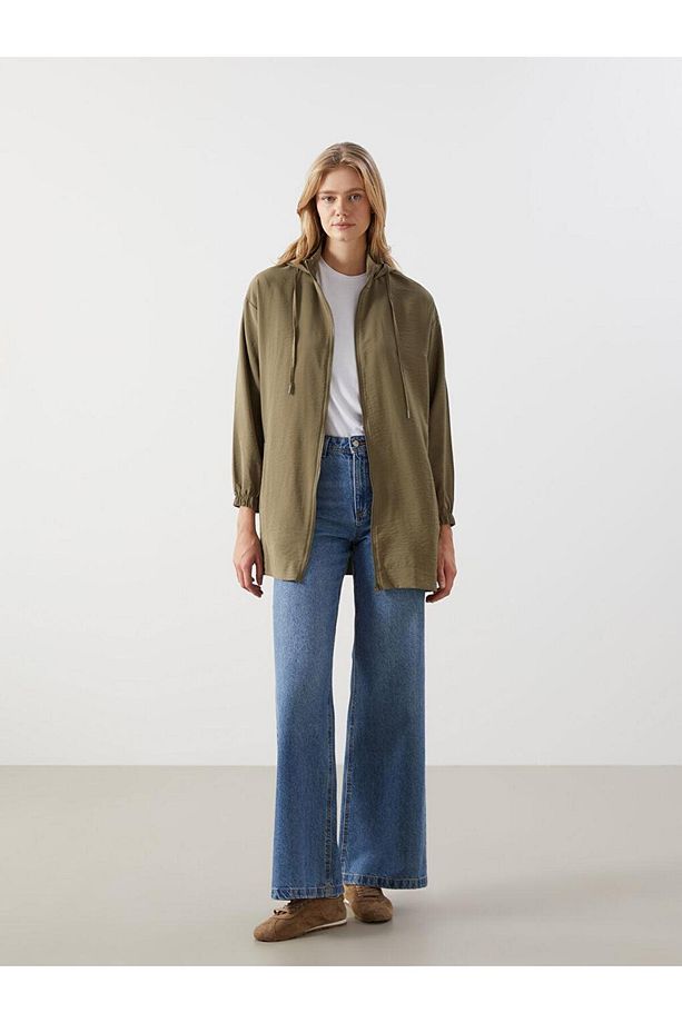 LCW Modest Kapüşonlu Düz Oversize Kadın Tunik - 2