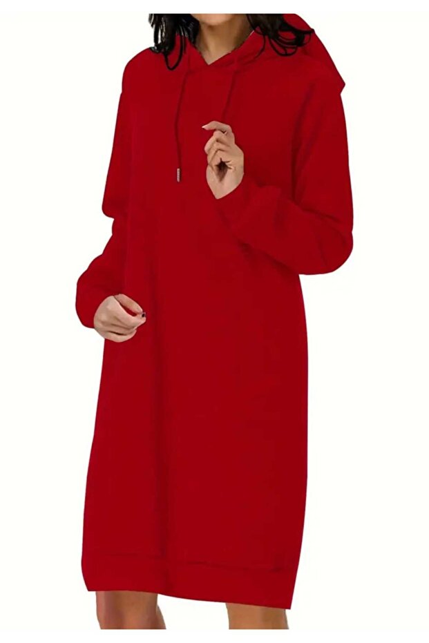 Kapşonlu Elbise Sweatshirt - 1