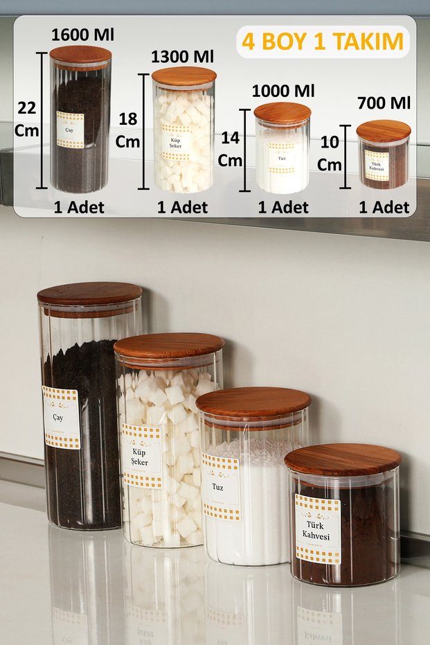 4 Vacuum Borosilicate Glass Pulses - 4 Different Sizes (1 Set) 42 Labels