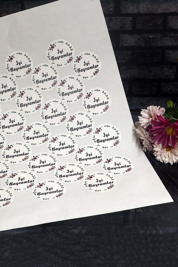 iyi Bayramlar Baskılı Etiket /Ramazan Bayram Etiketi  (4,5 Cm 70 Adet) - 1