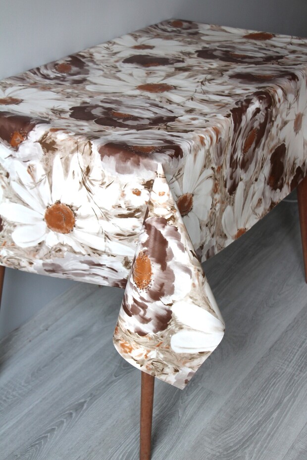 Fiber Wipeable Pvc Oilcloth Tablecloth Pastel İripapatya
