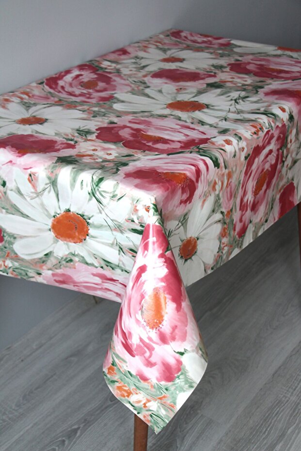 Fiber Wipeable Pvc Oilcloth Tablecloth Pastel İripapatya
