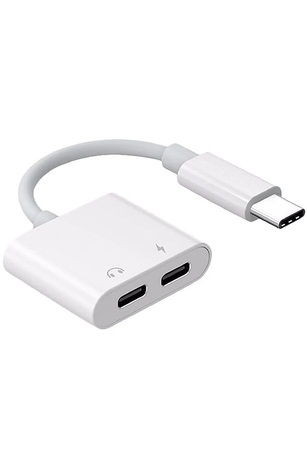 Type C To Type C Kulaklık Hızlı Şarj Giriş Çevirici Çoklayıcı Çoğaltıcı Splitter Adaptör - 1