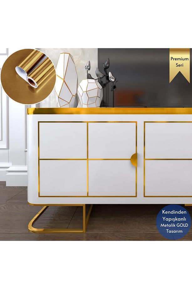 60cm×100cm Kendinden Yapışkanlı Metalik Folyo Mutfak Dolap Masa Kaplama Duvar Kağıdı - 9