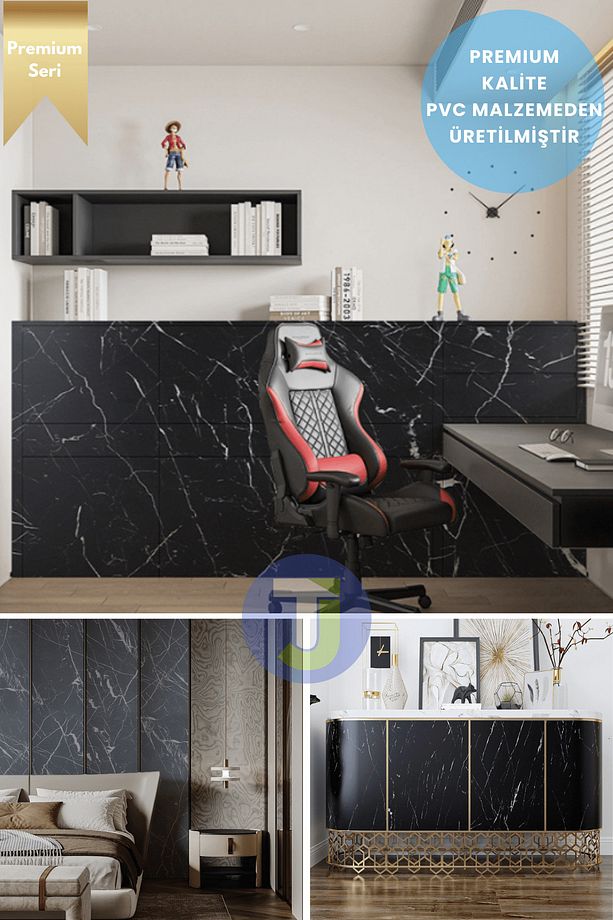 Kendinden yapışkanlı Mat Mermer Desen Folyo Mutfak Banyo Tezgah Duvar Kaplama 60cmX100cm - 5