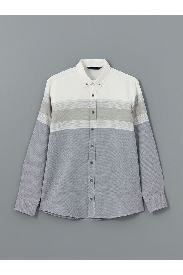 LCWAIKIKI Classic Regular Fit Uzun Kollu Çizgili Erkek Gömlek - 5