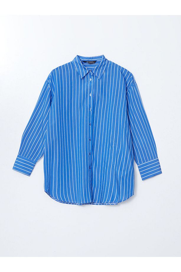 LCW Modest Çizgili Oversize Kadın Gömlek Tunik - 5