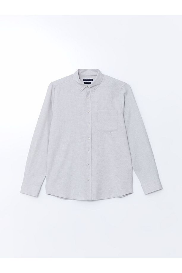 LCWAIKIKI Classic Regular Fit Uzun Kollu Armürlü Erkek Gömlek - 4