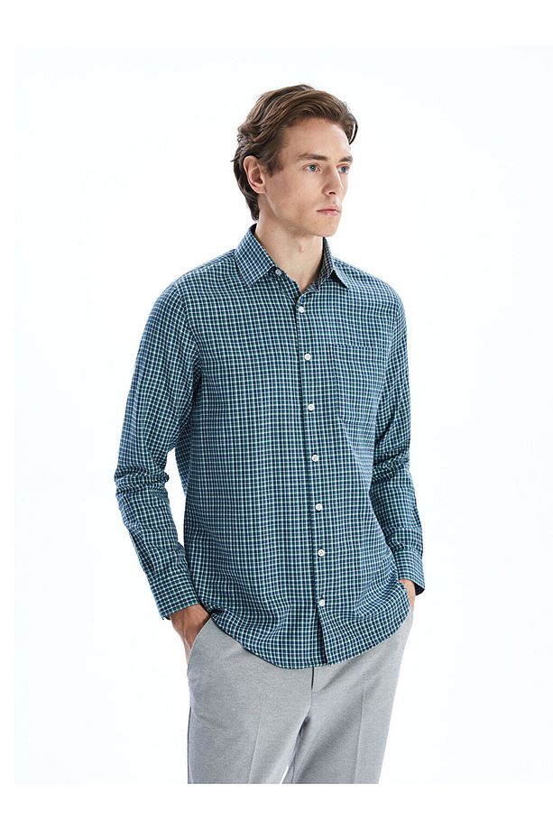 LCWAIKIKI Formal Regular Fit Uzun Kollu Ekose Gabardin Erkek Gömlek - 1