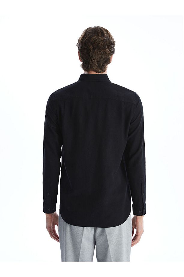 LCWAIKIKI Classic Regular Fit Uzun Kollu Keten Karışımlı Erkek Gömlek - 4