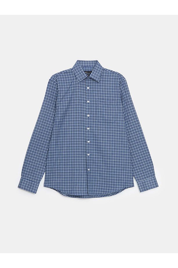 LCWAIKIKI Formal Regular Fit Uzun Kollu Ekose Gabardin Erkek Gömlek - 5