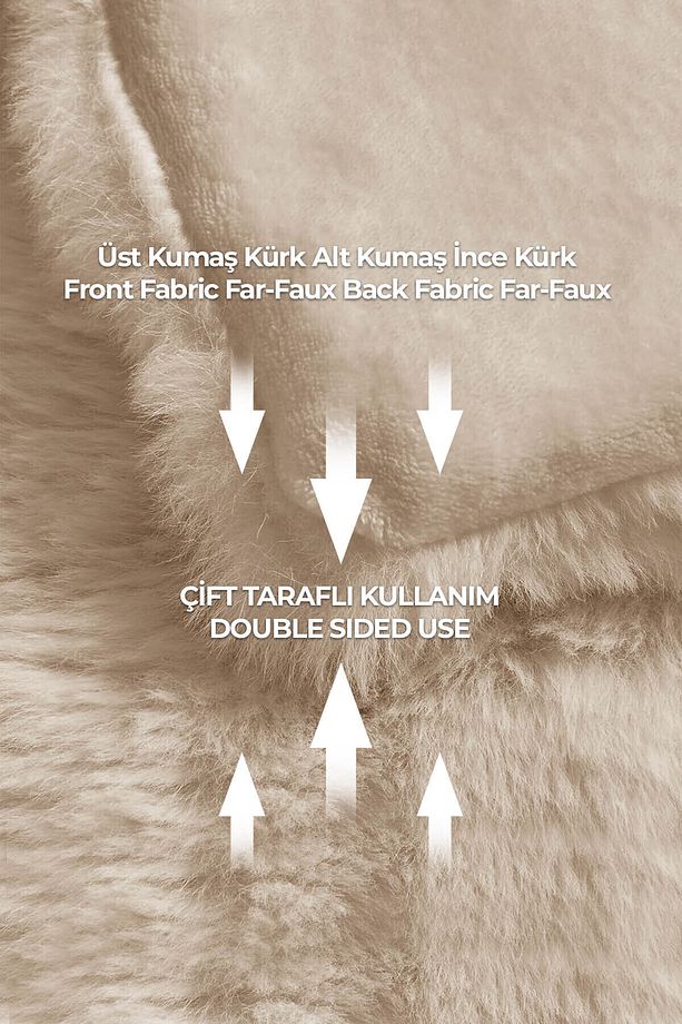 Kürk Yatak Örtüsü Seti Tek Kişilik Dolgulu Peluş Yumuşak Yorgan Wellsoft 2 Parça Loria Bej - 7