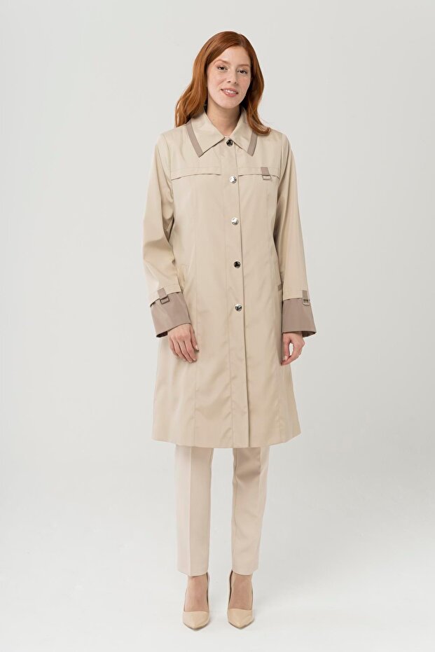 Garni Detaillierter Trenchcoat in Übergröße mit Metallaccessoires STONE 4286 - 3
