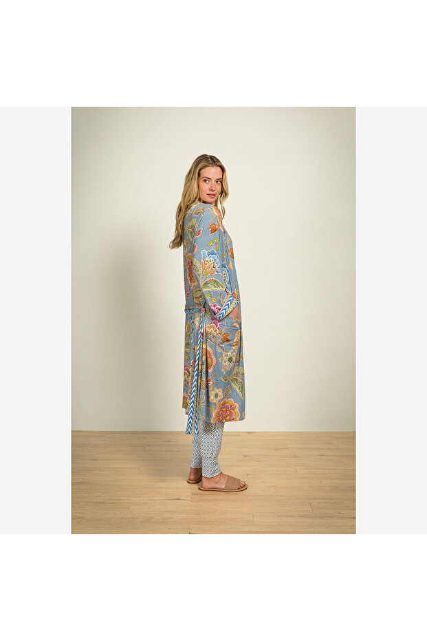 Nisha Mavi Viscose Kimono - 6