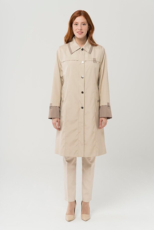 Garni Detaillierter Trenchcoat in Übergröße mit Metallaccessoires STONE 4286 - 2