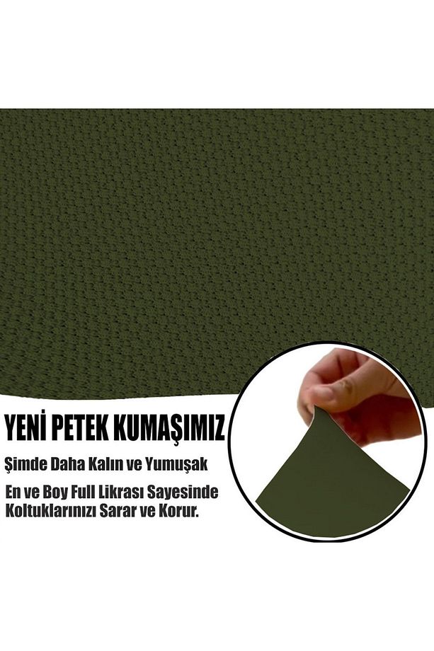 YENİ MİKRO PETEK KUMAŞ RENK KOMBİNLİ 2 ADET ÜÇLÜ-2 ADET TEKLİ KOLTUK KILIFI SETİ - 5