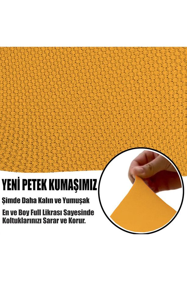 YENİ MİKRO PETEK KUMAŞ RENK KOMBİNLİ 2 ADET ÜÇLÜ-2 ADET TEKLİ KOLTUK KILIFI SETİ - 7