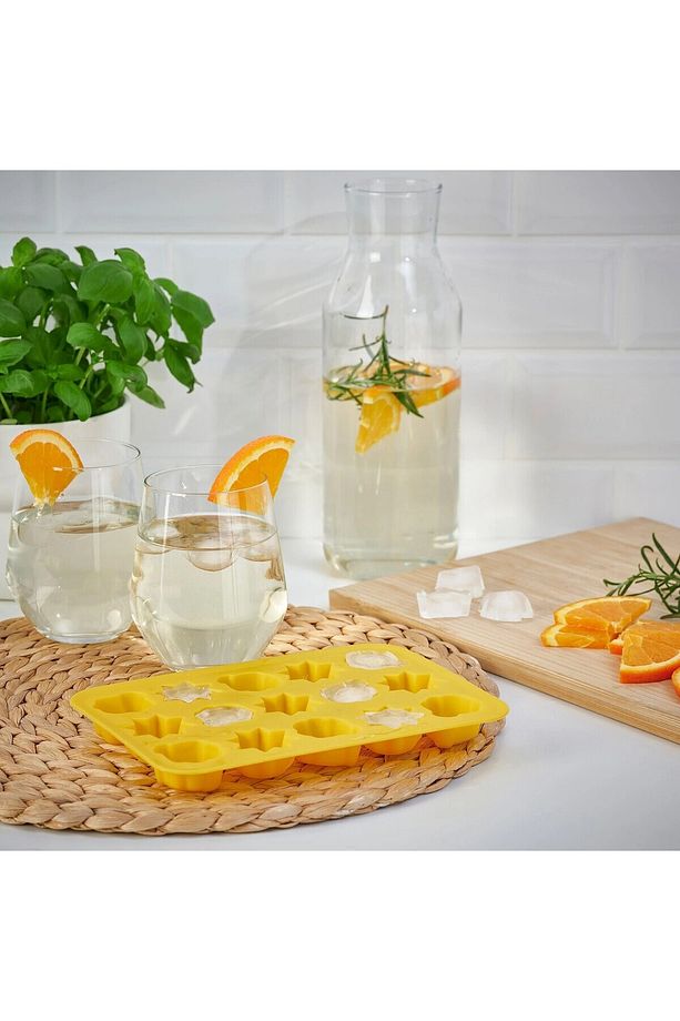 2 Adet Şekilli Buz Kalıbı 2x20x14,5 Cm İkea 2'li Set 15 Bölmeli Buz Kalıbı Kauçuk Sarı Renk - 4