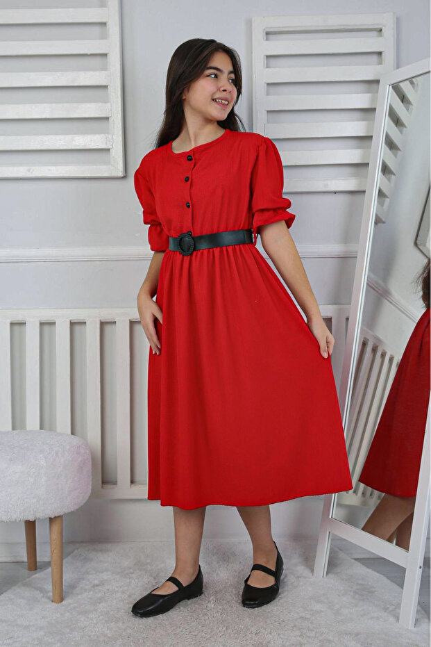 Casual Belted Girl's Dress