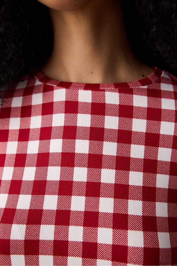Red Gingham Kırmızı Pijama Takımı - 4