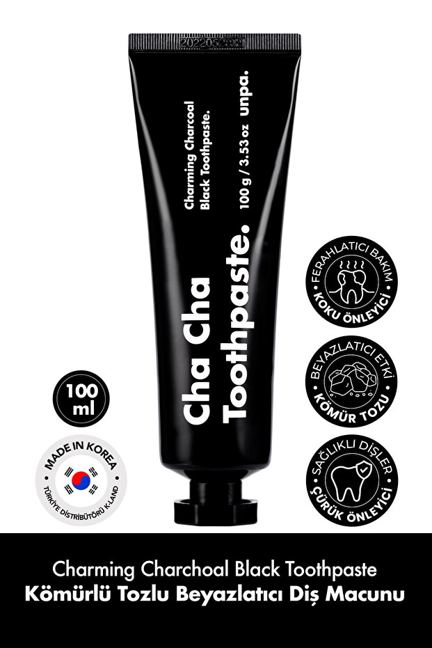 Korean Toothpaste Effective on Charcoal Vegan Coffee Stains Cha Cha Black Toothpaste