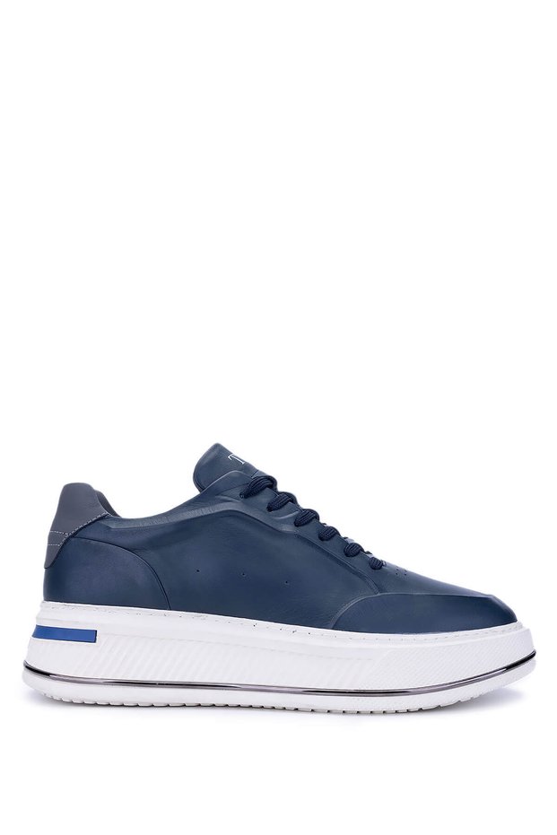 Men's Genuine Leather Navy Blue Sneakers & Sports Shoes