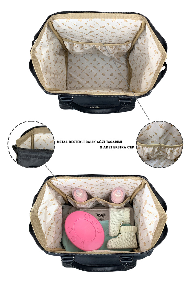 Paris X Pro  Kadın ve Anne Bebek Bakım Sırt Çantası Kalpli - 7