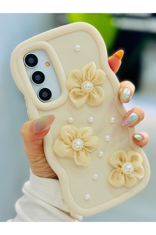 Samsung Galaxy A25 Compatible Tulle Flower Design Silicone Case with Toy