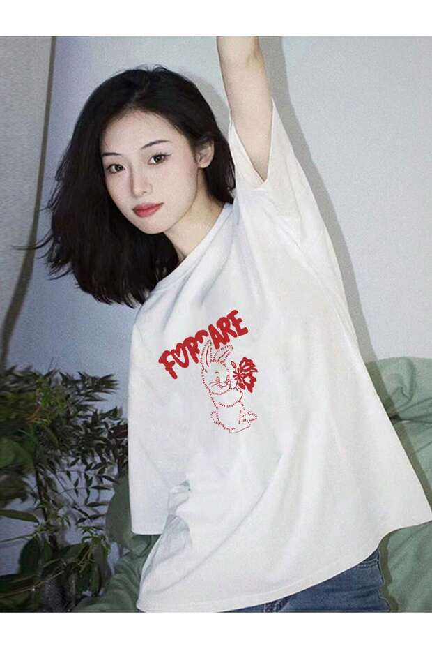 Cartoon and Graphic Design Oversize T-Shirt Cartoon/Letter Series Code283