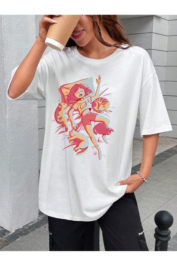 Unisex Stylish Comfortable Oversize Cotton Crew Neck T-Shirt with Special Design Code 32964