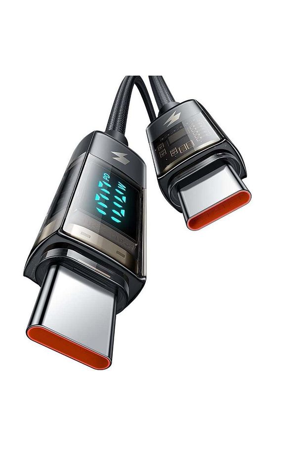 Ca-3610 100w Type-c To Type-c Dijital Ekranlı Hızlı Şarj & Data Kablosu 1.2m - Siyah - 1