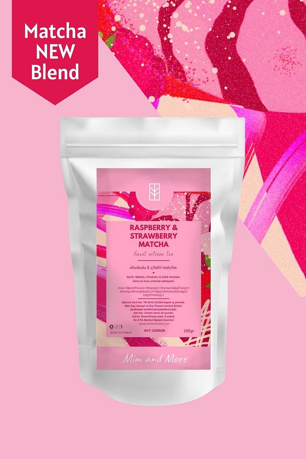 Raspberry & Strawberry Matcha - Ahududulu Ve Çilek Aromalı Matcha, 100 gr - 1