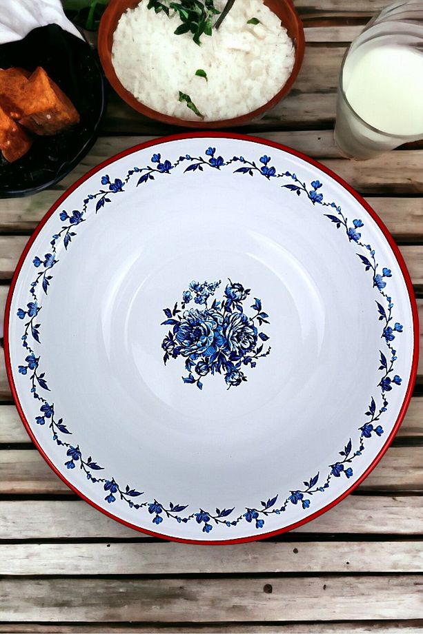 36 Cm 4,5 Litre Emaye Leğen Çırpma ve Karıştırma Kabı, Hamur Leğeni. Meyvelik. Çeyiz.  Büyük Kase - 6
