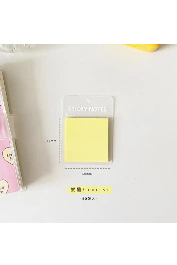 Şeffaf Yapışkanlı Kare Postit Pastel Sarı 50 Yaprak - 3
