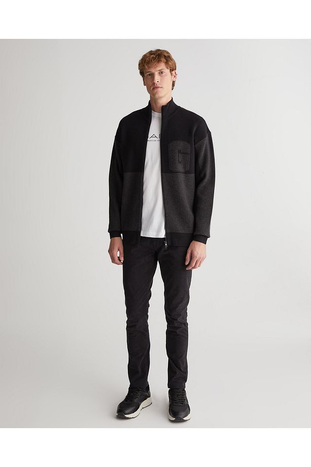 Erkek Siyah Regular Fit Fermuarlı Logolu Hırka - 3