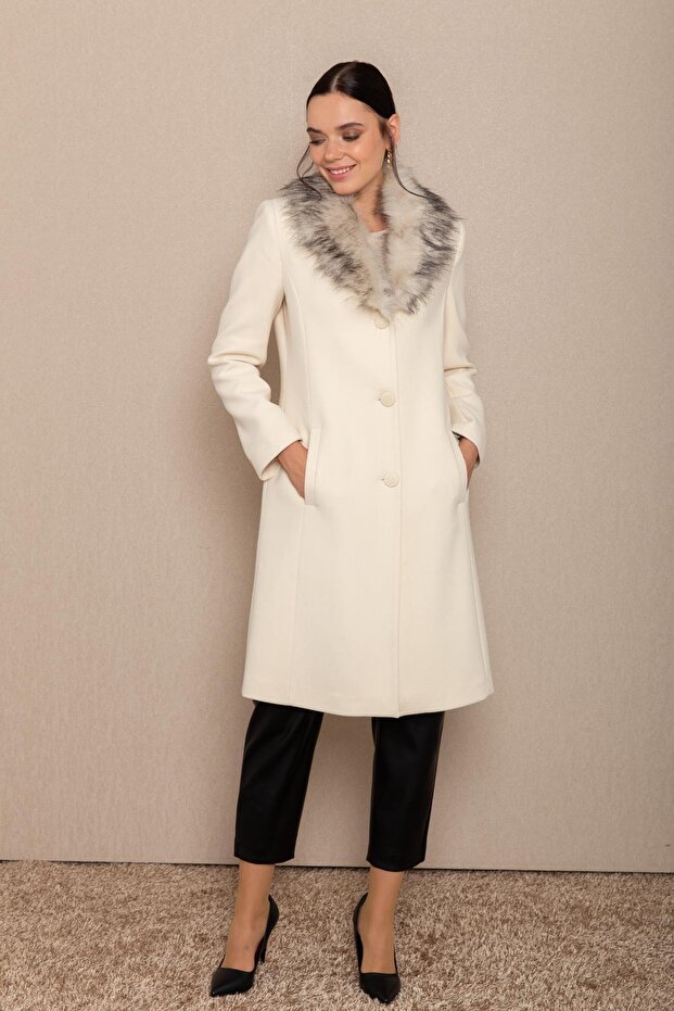 Pánský kožený kabát s límečkem ECRU 3620-Y - 2