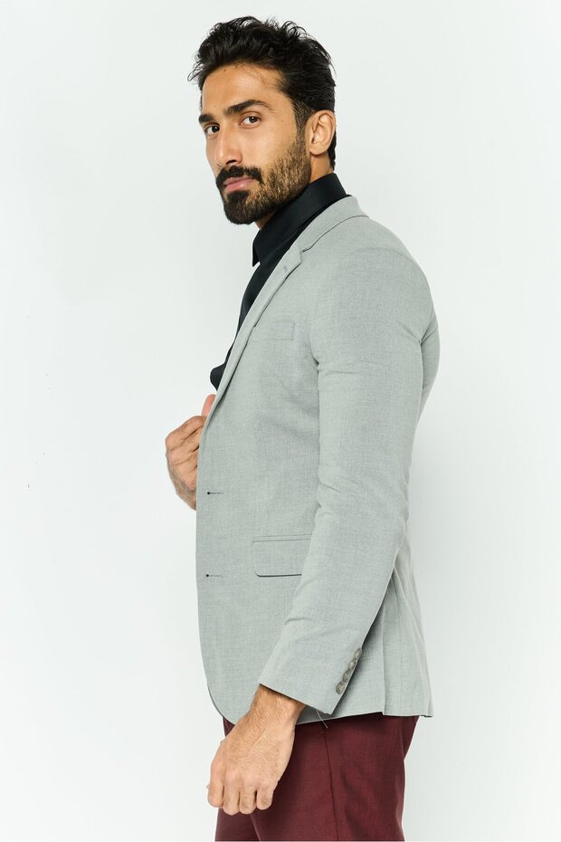 بليزر رجالي سادة بقصّة عادية، رمادي - 3