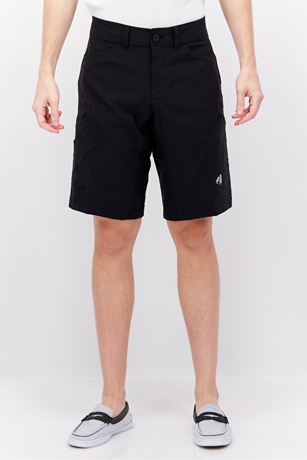شورت رجالي أساسي بشعار العلامة التجارية، أسود - 1