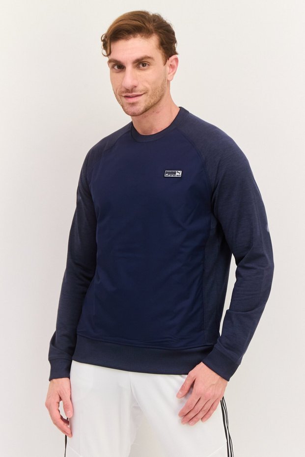 Men Sportswear Fit Long Sleeve Outdoor Sweatshirt, Navy