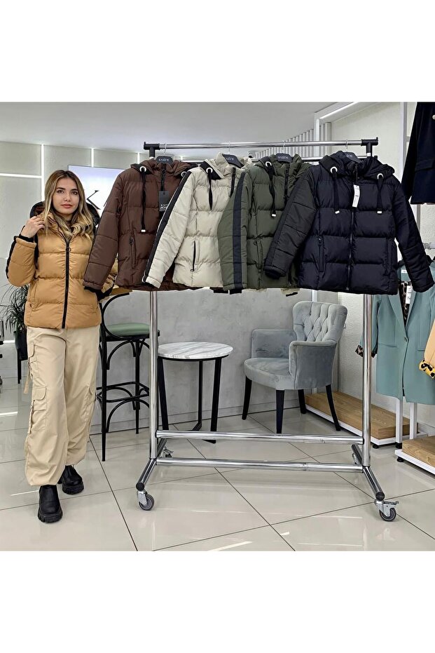 Kadın Kapüşonlu Şişme Mont - 3