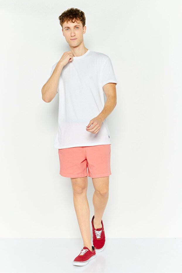 Men Plain Basic Shorts, Coral - 2
