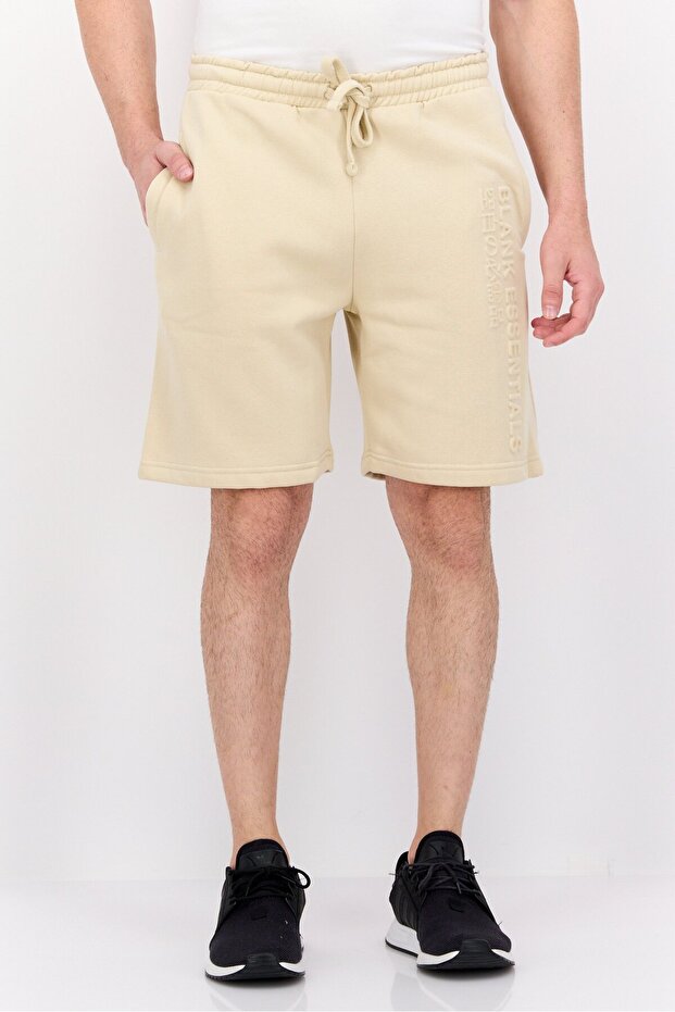 شورت رجالي برباط منقوش، لون بيج - 1