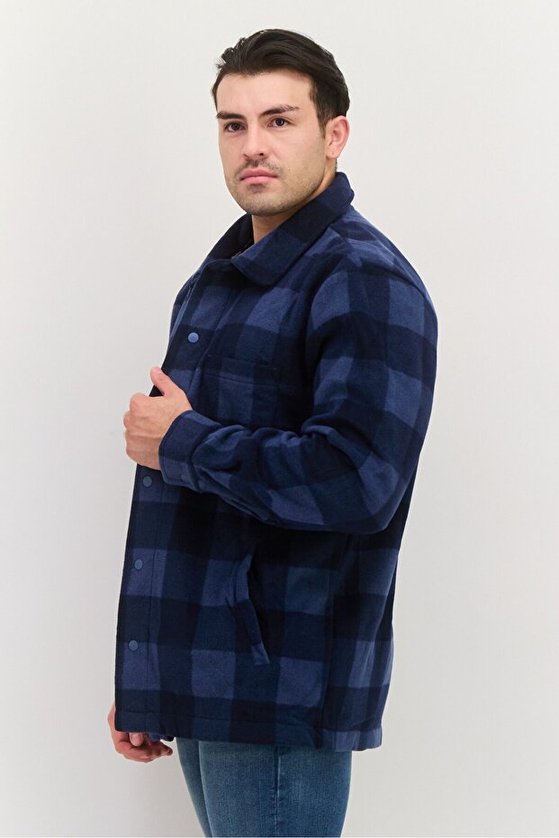 قميص رجالي منقوش، أزرق داكن - 3